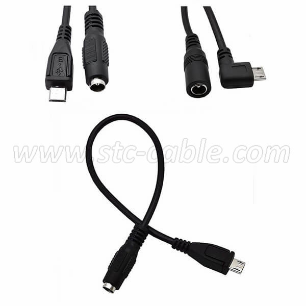 Micro usb to DC 5.5x2.1 female power cable