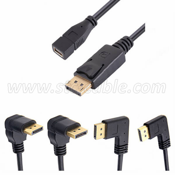 Mini DisplayPort female to 90 degree angle DisplayPort male extension Cable
