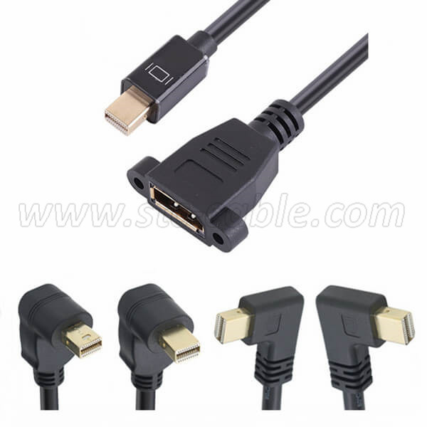 Mini DisplayPort male to DisplayPort female panel mount cable
