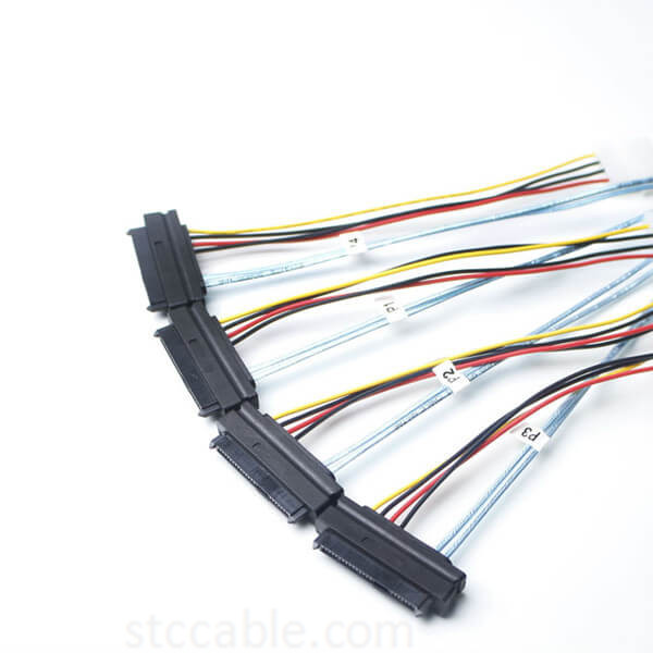 CableDeconn Mini-SAS SFF-8088 26P to 4 X SAS SFF-8482 29 Pin with Power Cable 1 Meter 3.3 FT 