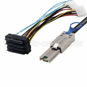 Mini SAS 8088 TO 4 SFF-8482 Cable With Molex Power