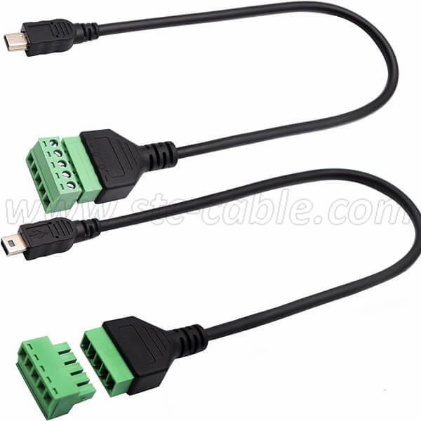 Mini USB Male to 5 Pin Screw Terminal Female Adapter