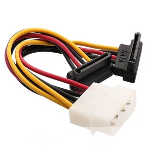 Molex 6 inch Right Angle 4 Pin Male to 2x 15 Pin SATA Power Cable