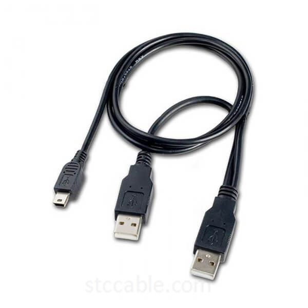 New Dual USB 2.0 Type A to USB Mini 5-Pin Type B x1 Y Data & Power Cable 1M