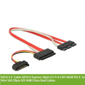 SATA-E Express 18pin (7+7+4 ) to Mini SAS 29pin Data Raid Cables