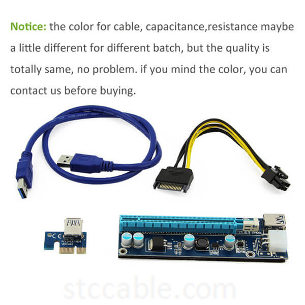 PCI E Express 1X to 16X Riser Card USB 3.0 to SATA 6Pin Cables for BTC Bitcoin Mining Antminer Miner