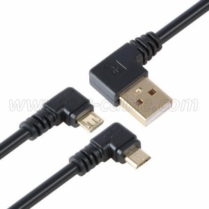 Right Angle USB A to Left or Right Angle Micro USB Cable
