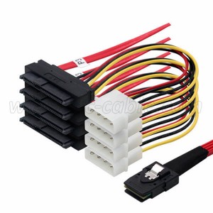 Mini SAS 36P SFF-8087 to 4 SFF-8482 SAS29 cable With Molex Power