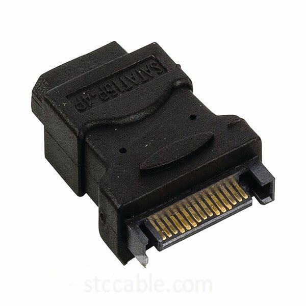 SATA 15 Pin Male to Molex Female SATA 15 Pin Male to Molex Female Internal Power Adapter Cable - Black 1