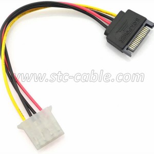 SATA 15Pin Male to IDE Molex 4Pin Female HDD Extension Power Adapter Cable