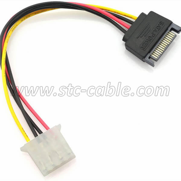 SATA 15 Pin Male to Molex LP4 Female Power Cables