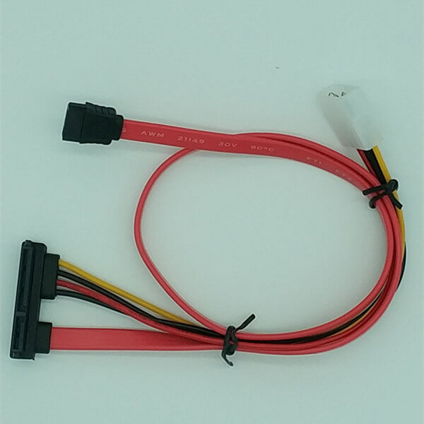 SATA 22 Pin Female to SATA 7 Pin and Molex 4 pin Right Angle Cable 1