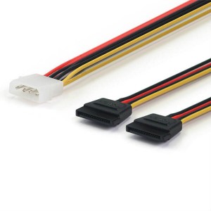 SATA Power Cable Splitter Molex 4pin to Serial ATA 15pin x 2 Male Female Y Hard Drive Cables 15CM