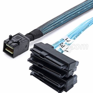 SFF-8643 Internal Mini SAS HD to (4) 29pin SFF-8482 connectors with SAS 15pin Power Cable
