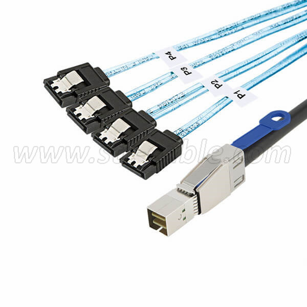 SFF-8644 To 4 X SATA 7Pin Hard Disk Cable