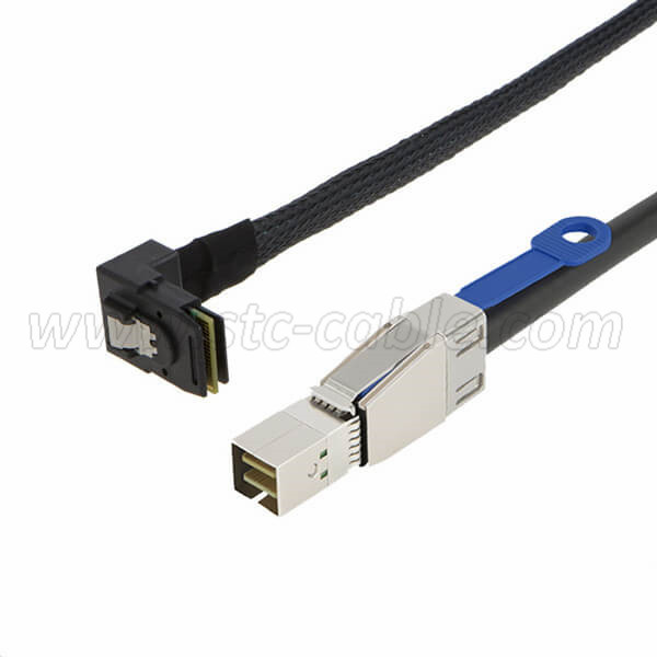 SFF-8644 To 90 degree down angle SFF-8087 Server Hard Disk Cable