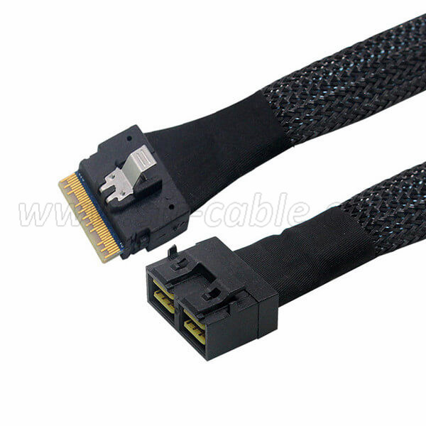 SFF-8654 8i 74Pin PCI-E Ultraport Slimline SAS Slim 4.0 to Dual SFF-8643 4i Mini SAS HD Cable