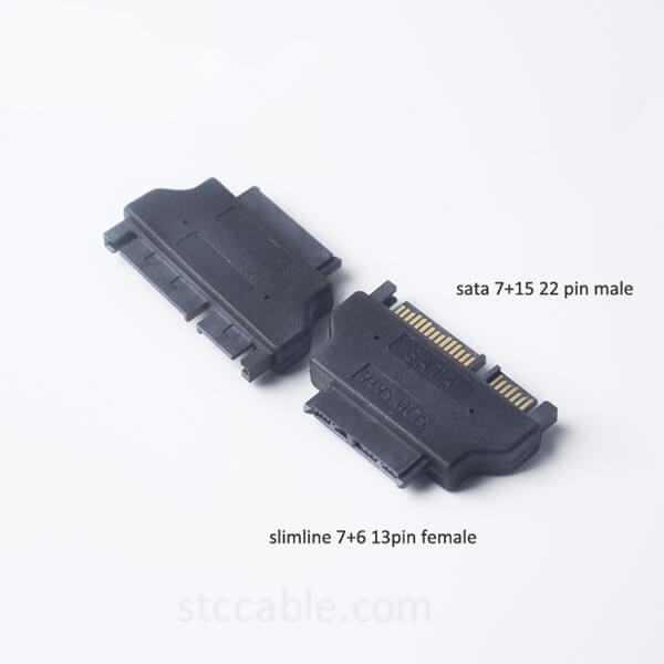 Slineline SATA Adapter Serial ATA 7+15 22pin Male to Slim 7+6 13pin Female Adapter