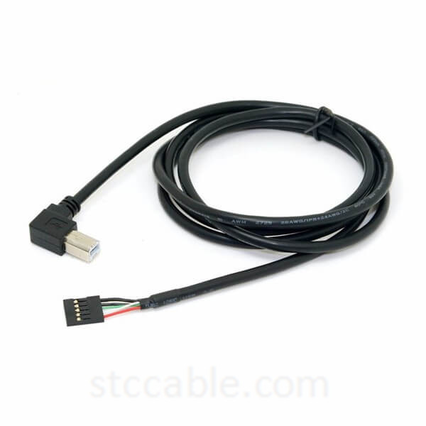 Type-B USB 2.0 B Male 90 Degree Right Angled Type to mainboard Pitch 2.54mm 5pin Housing Cable 1.5M