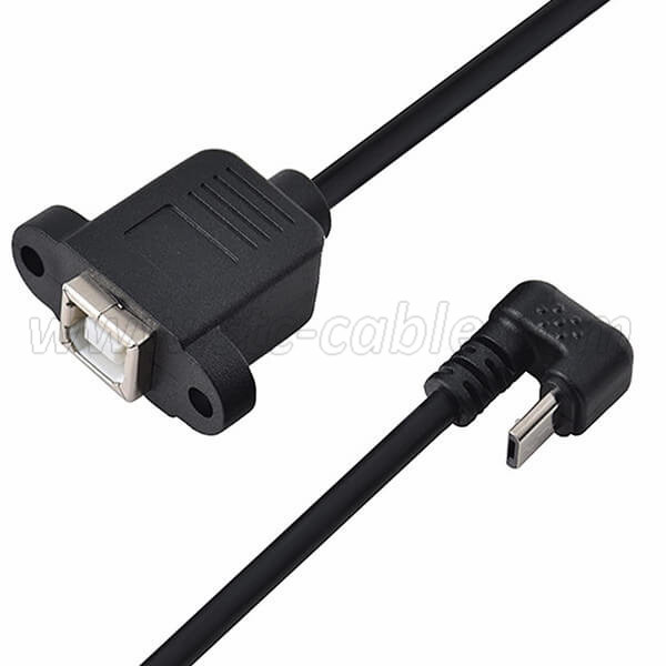 U shape Micro USB Male to USB B Female Panel Mount Cable