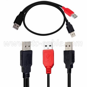 USB 2.0 A Male to 2 USB 2.0 A Male Y Splitter Cable