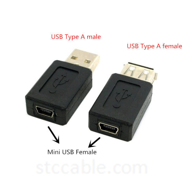 USB 2.0 A Type Male to Mini USB 5pin Female Extension Adapter Black 1