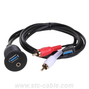 2M USB 3.0 & 3.5mm AUX to USB3.0 2 RCA Extension Flush Mount Cable