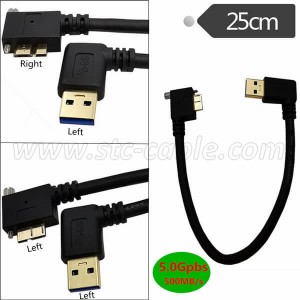 USB 3.0 A Male left to Micro B Male Right or Left with Locking Screws cable