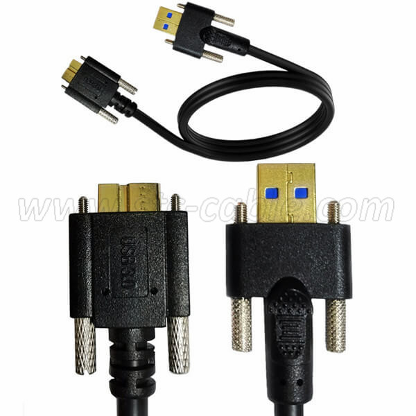 USB 3.0 A Male to Micro B Male both ends With Dual M3 Screw Locking