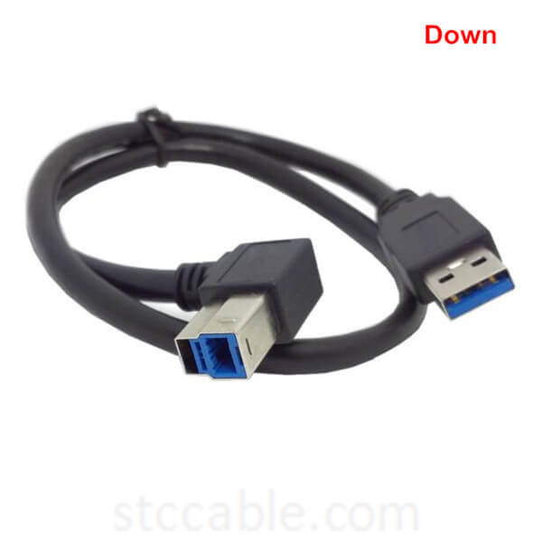 USB 3.0 A Type Male Straight to B Male 90 Degree Down Angled Hard disk case data Cable 50cm 0.5m for Printer scanner