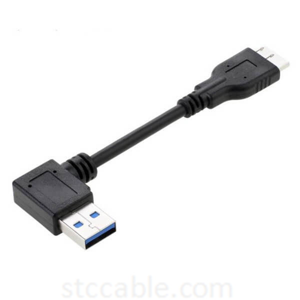 USB 3.0 Right Angled A Male To Micro B Male 10 Pin Cable for Mobile HDD 100mm