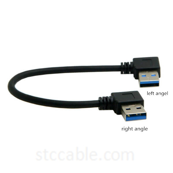 USB 3.0 Type A Male 90 Degree Left Angled to USB 3.0 A Type Right Angled Cable