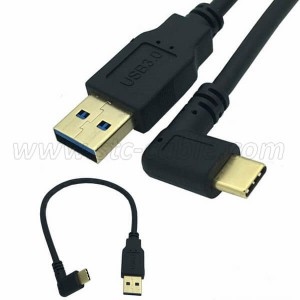 USB 3.0 Type A to 90 degree left and right angle USB 3.1 Type C Charging Data Cable