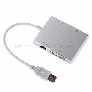 USB 3.0 USB3.0 Hub to 4K HDMI VGA DVI RJ45 Video Adapter Converter Cable