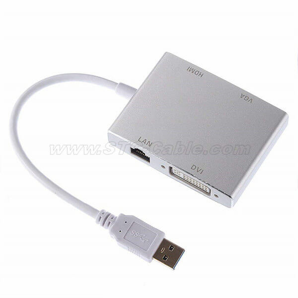 USB 3.0 USB3.0 Hub to 4K HDMI VGA DVI RJ45 10 100 1000 Gigabit Ethernet Lan 4in1 Video Adapter Converter Cable