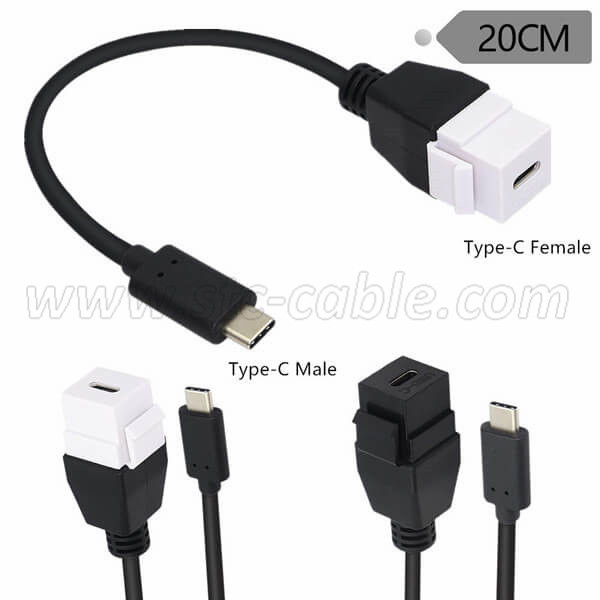 USB 3.1 Type C Extension Cable for Wall Socket Face Plate