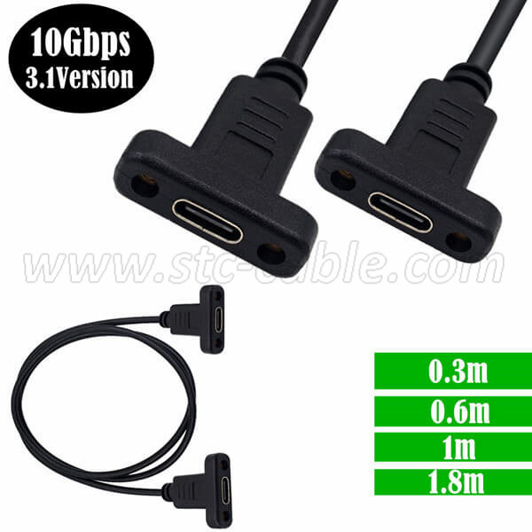 USB 3.1 Type C Female to Female With double Panel Mount Screw holes Cable