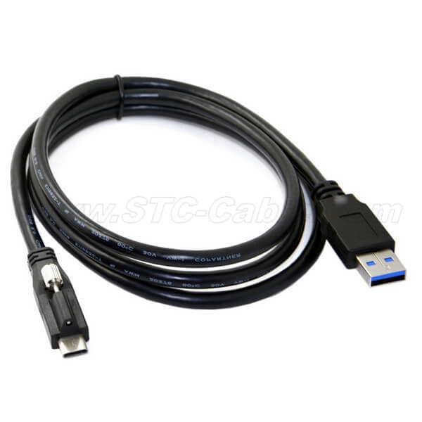 USB 3.1 Type-C Locking Connector to Standard USB3.0 Data Cable With Panel Mount Screw 1.2m