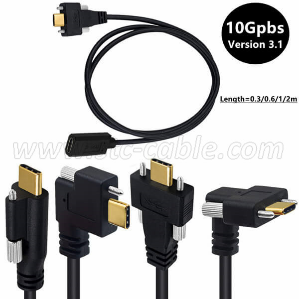 USB 3.1 Type C left or up or down or right angle with screws locking extension Cable