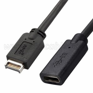 USB 3.1 Type-E Male Port to Type-C Female Port Internal Adapter Cable