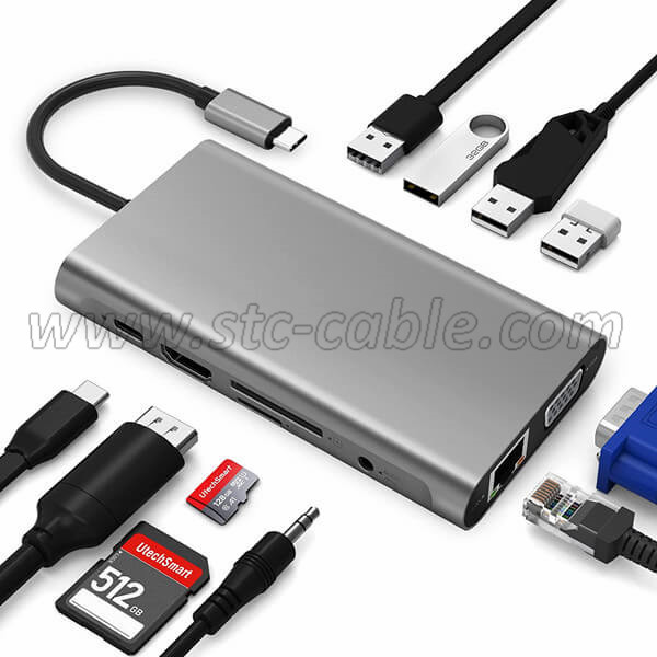 USB C Hub 11 in 1 Adapter with Gigabit Ethernet Port