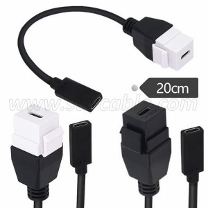 USB 3.1 Type C Female to Female Extension Keystone Insert Adapter Cable for Wall Plate Outlet Panel