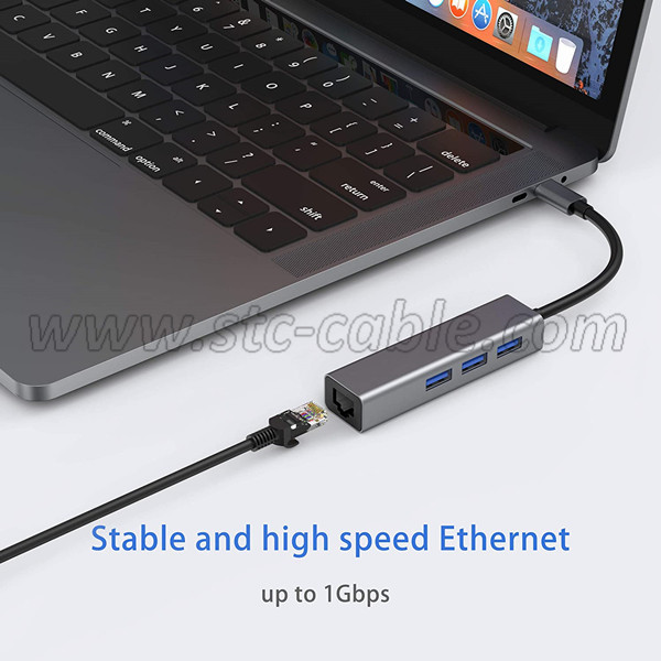 USB C to Gigabit Ethernet Hub adapter