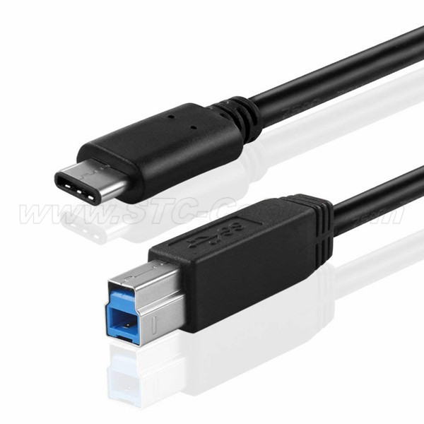 USB Type C (USB-C) to Type B (USB-B) Cable (3FT) Black - SuperSpeed Standard USB 3.0 Male Port With Reversible Type C Connector Design For Printer Scanner