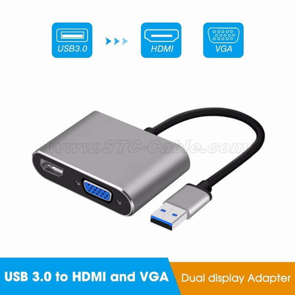 USB3.0 to VGA HDMI 1080P Video Graphics Cable Adapter Converter For Windows 7 8 10 pc laptop HDTV Projectors Monitors