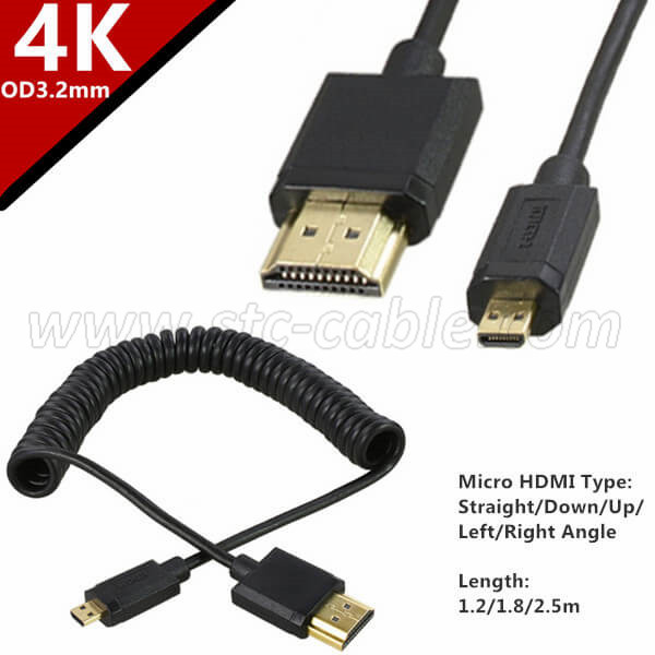 Ultra Slim 4K Coiled micro HDMI to HDMI Cable