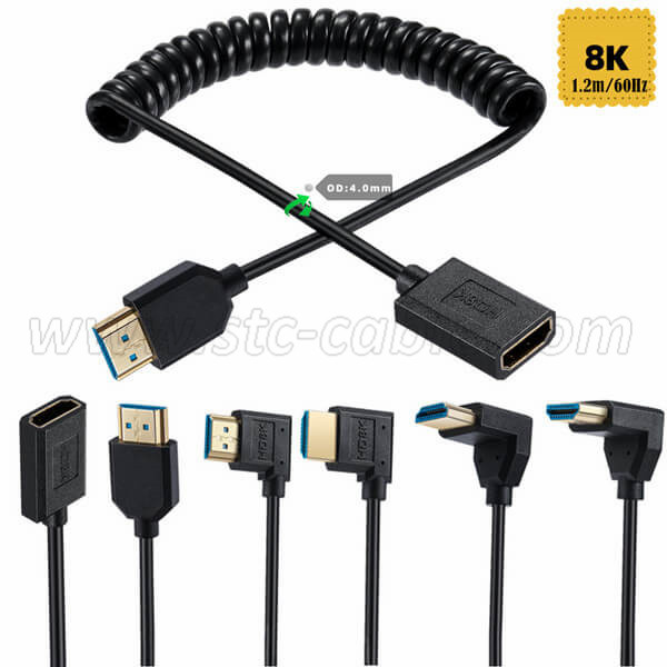 Ultra Slim 90 degree HDMI 8k Extender Coiled Cable