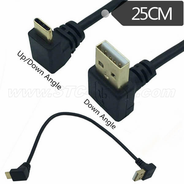 Up & Down Angled 90 Degree USB 3.1 type-c USB Male to USB male Data Charge Cable