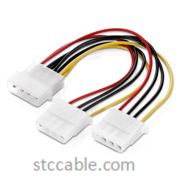 Supply Adapter Plug Cable Molex 4pin male to 2 female 6in