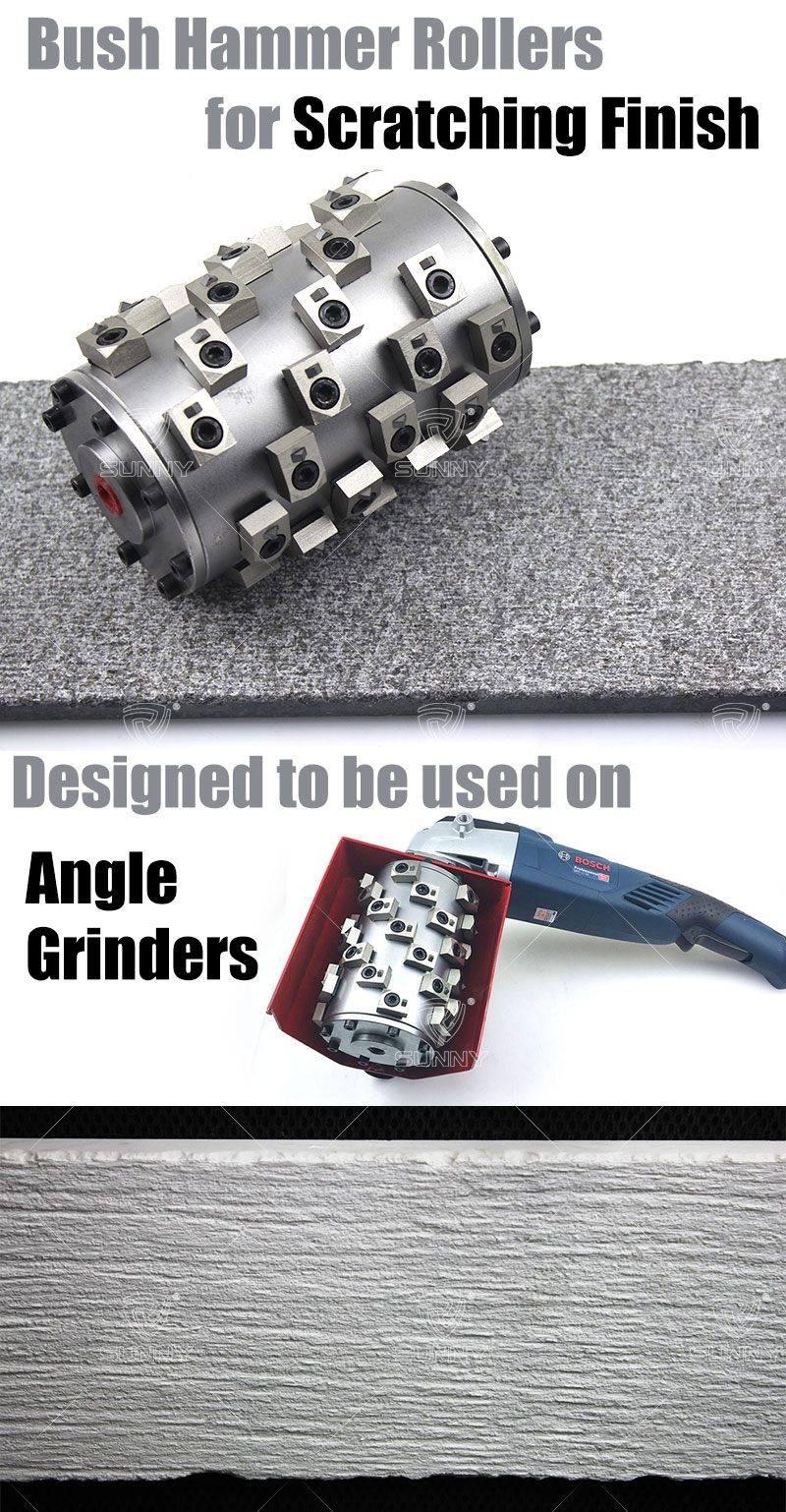 Angle grinder bush hammer roller for making scratching finish
